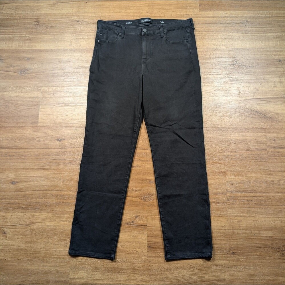 Liverpool Los Angeles Sadie Straight Jeans Womens 14/32 Black Dark Wash Denim